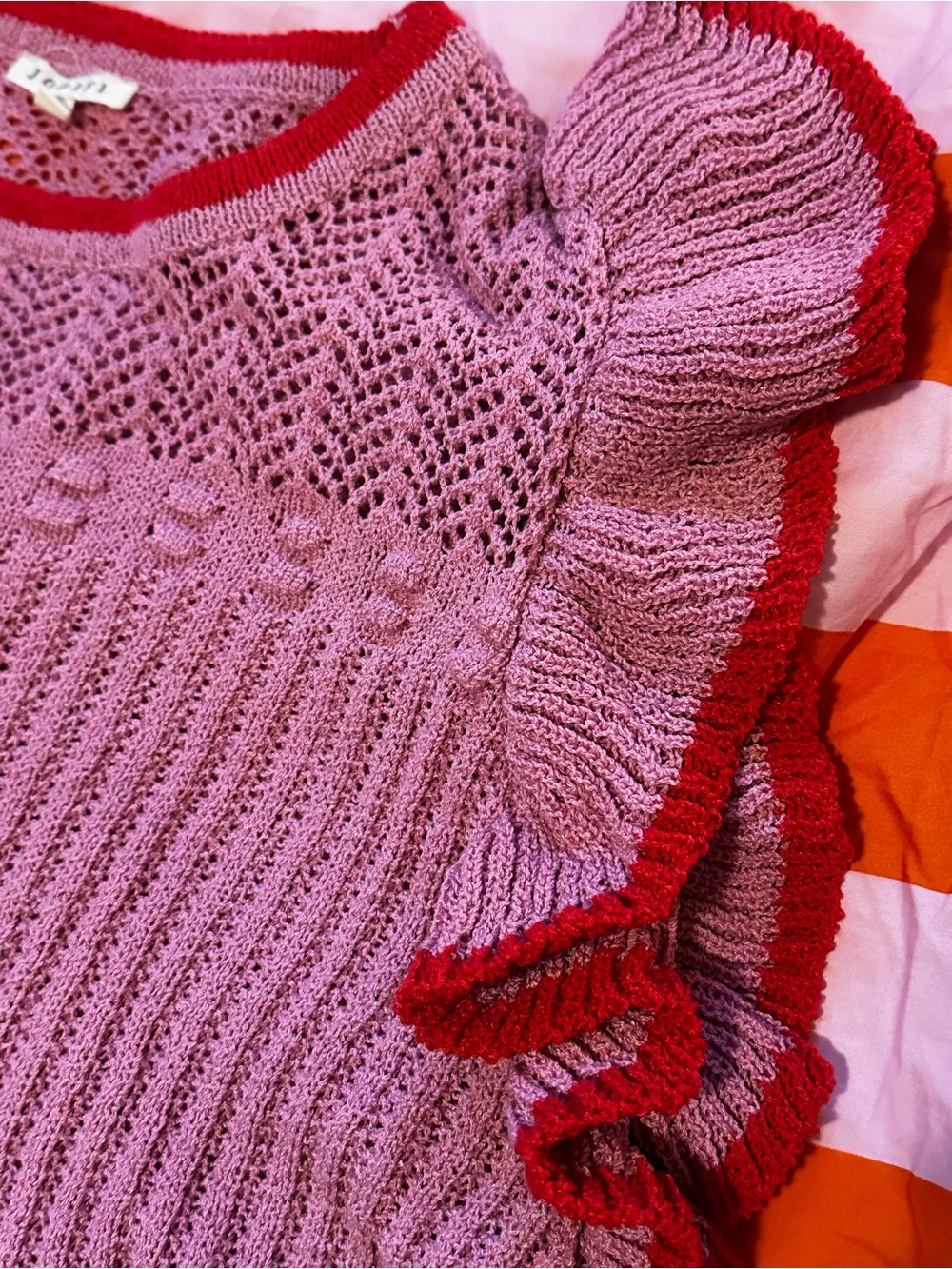 Pink & Red Detail Ruffle Knit - Picture 3 of 5